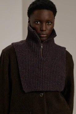 Online Soeur col wool gris/bordeaux
