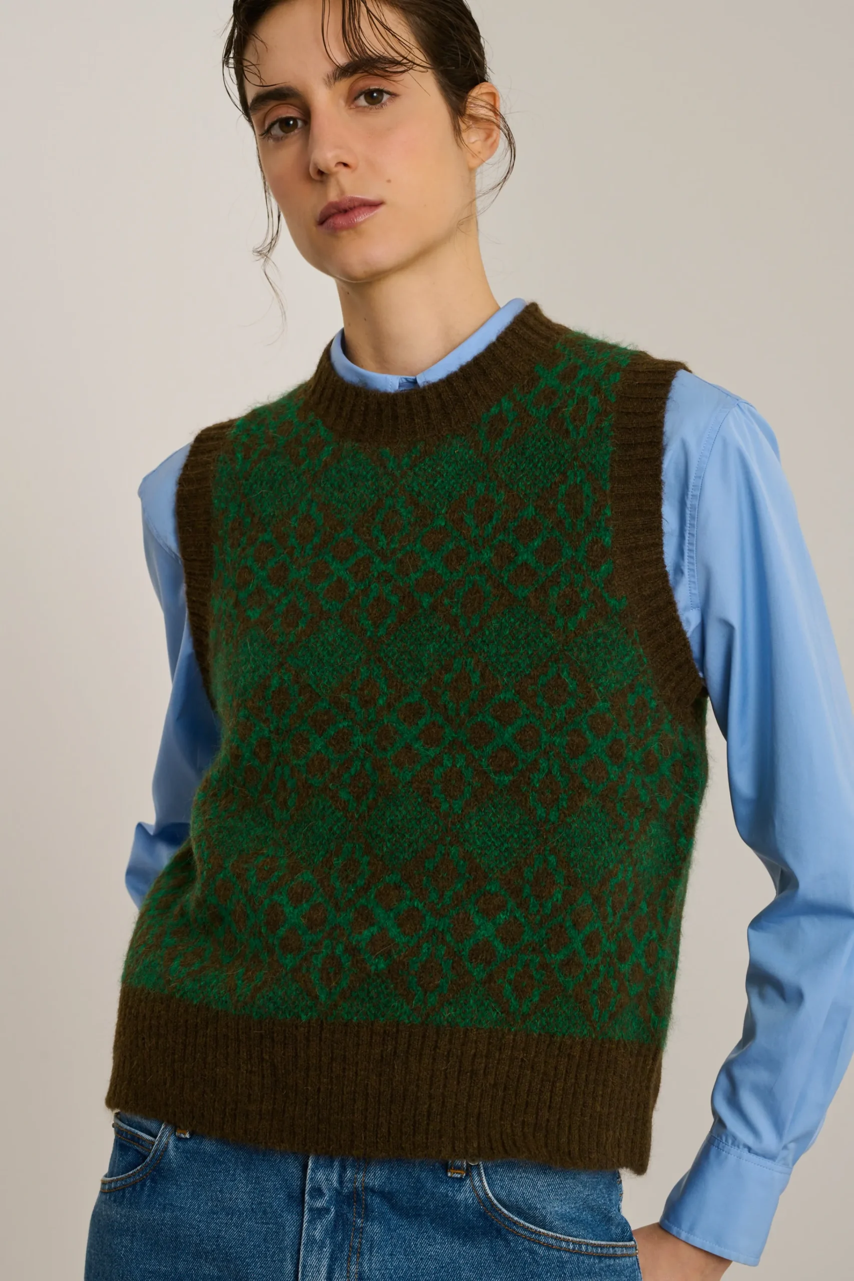 Online Soeur pull namaste marron/vert